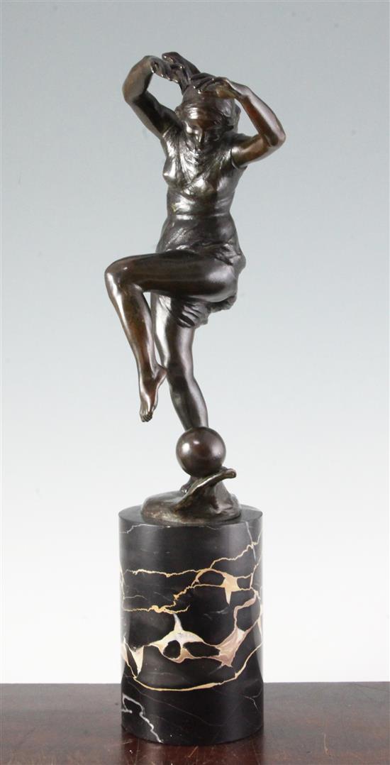 Etienne Forestier. A bronze figure of Isadora Duncan, 18.5in.